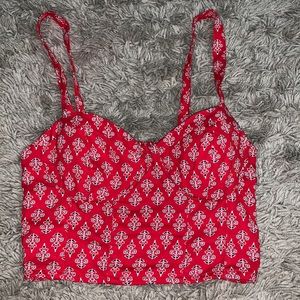 Red And Black Flower Crop Top